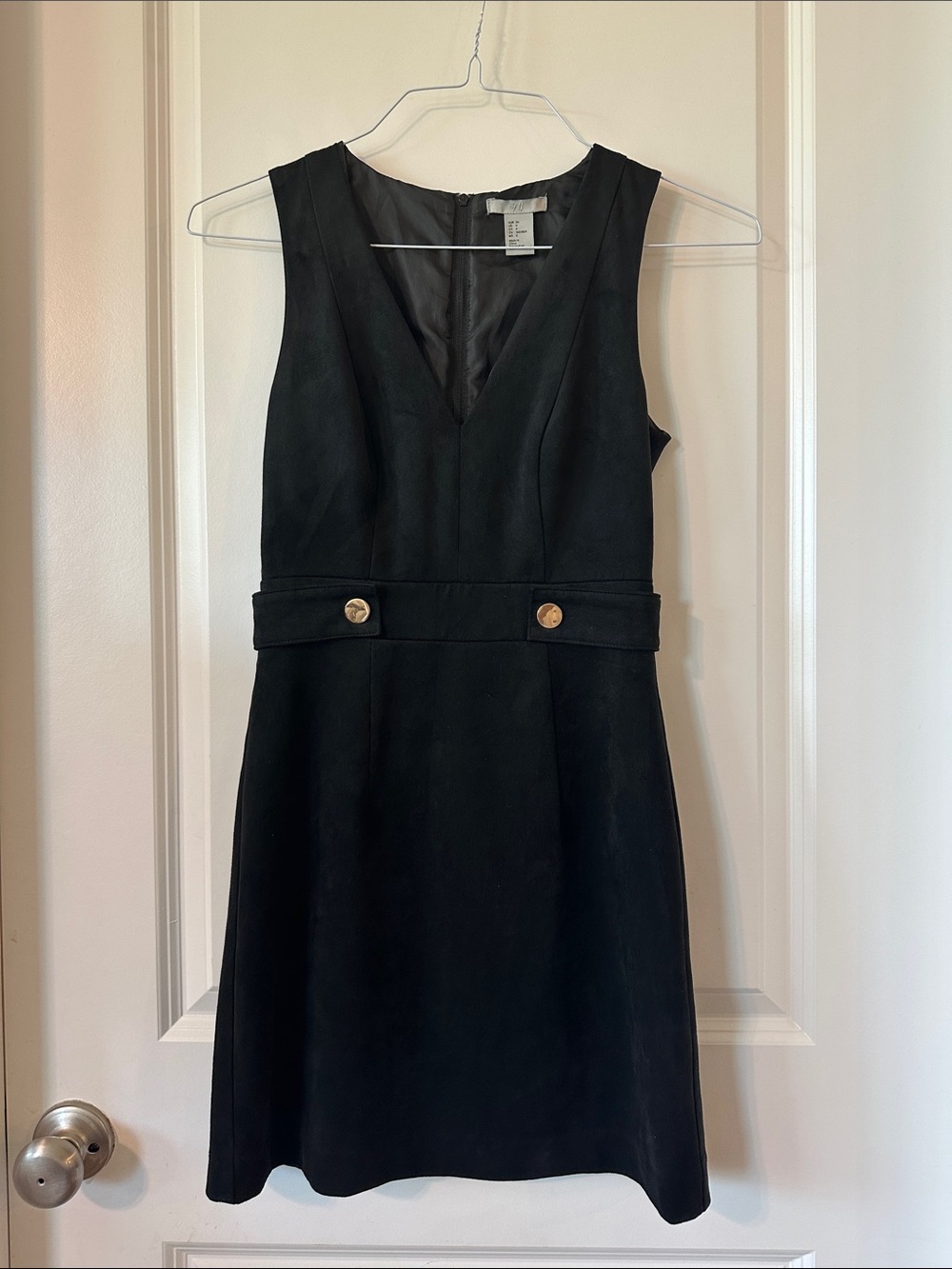 H&M Black Sleeveless Mini Dress with Gold Buttons